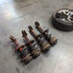 absolutely worn out stock subaru forester struts and lowering springs.